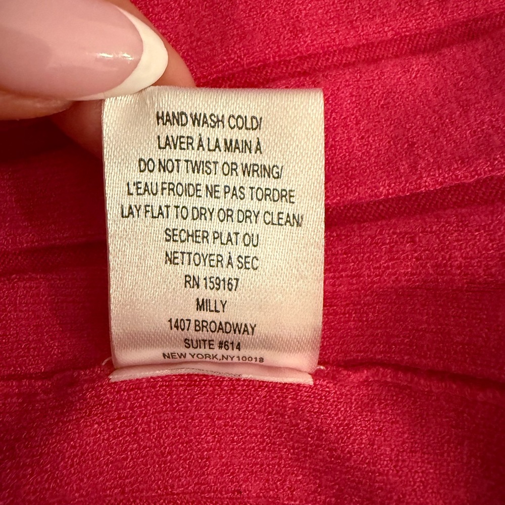 Milly Minis Kid's Girl's Pink vibrant Ribbed Crewneck Fit & Flare Dress Size 7/8 - Picture 5 of 5